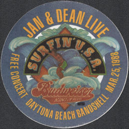 ##MUSICBP0868 - Super Rare Jan & Dean OTTO Cloth Promotional Backstage Pass from the Concert at the Daytona Beach Bandshell