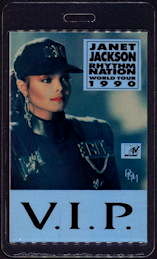 ##MUSICBP1282 - Rare Janet Jackson Laminated Backstage Pass from the 1990 Rhythm Nation Tour