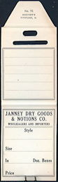 #UPaper174  - Group of 4 Merchandise Tags from the Janney Dry Goods & Notions Co.