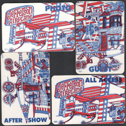 ##MUSICBP0827 - Group of 4 Different Rare Jefferson Airplane OTTO Cloth Backstage Puzzle Passes from the 1989 Jefferson Airplane Tour