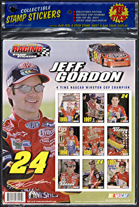 #BGTransport139 - Group of 12 Large Packages of Licensed Nascar Jeff Gordon Stamp Stickers