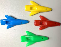 #TY886 - Group of 4 Different Colored Rocket Whistles