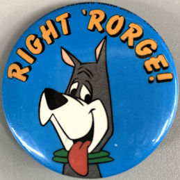 #CH651 - Licensed Jetsons Pinback Featuring Astro Saying RIGHT 'RORGE!