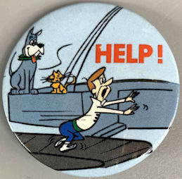 #CH659 - Licensed Jetsons Pinback Featuring Astro Watching George in a Predicament