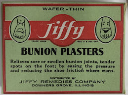 #CS491 - Full Nicely Illustrated Box of Jiffy Bunion Plasters - Downers Grove, Illinois