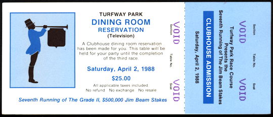 ##MUSICBP1180 - Voided Ticket for Turfway Park at the 7th Running of the Jim Beam Stakes - As low as $5 each