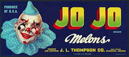 #ZLCA*058 - Jo Jo Melons Crate Label - Unusual Label with Clown