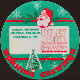 ##MUSICBP0455 - Billy Joel T-Bird Cloth Working Crew Backstage Pass from the 1989 Storm Front Tour - Santa