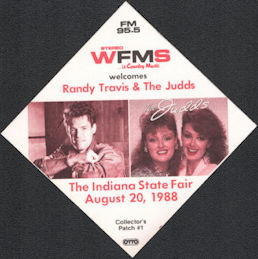 ##MUSICBP0853 - WFMS Radio Promo Pass for the Judds and Randy Travis Concert on August 20,1988 - Indiana State Fair