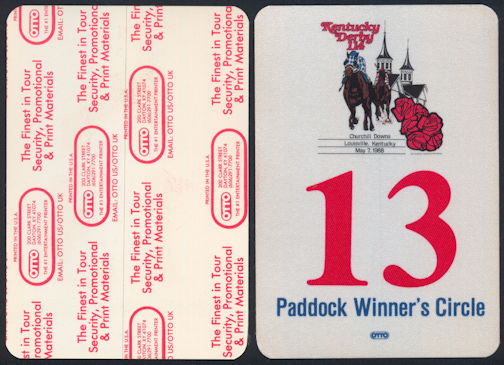 ##MUSICBP1179 - May 7, 1988 Kentucky Derby Paddock Winner's Circle OTTO Pass - As low as $2.50 Each