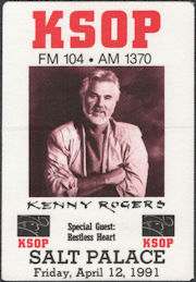 ##MUSICBP0918 - Kenny Rogers OTTO Cloth Backstage Radio Pass from his Concert at the Salt Palace