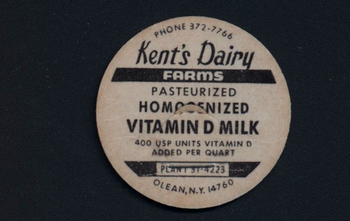 #DC159 - Kent's Dairy Farms Homogenized Milk Bottle Cap - Olean, N.Y.