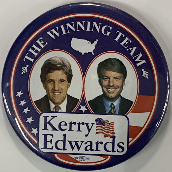 #PL385 - Large Licensed Winning Team Jugate Kerry Edwards Pinback