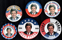 #PL440 - 6 Different Large John Kerry Picture Pinbacks