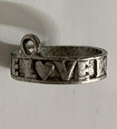 #BEADS1092 - Late 1960s Metal Love Ring Pendant or Charm