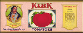 #ZLCA136 - Very Rare Kirk Tomatoes Can Label with Indian