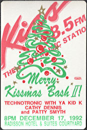 ##MUSICBP0875 - Merry Kissmas Bash OTTO Cloth Backstage Pass from the 1992 Concert with Patty Smyth, Technotronic, Cathy Dennis, and Ya Kid K