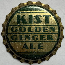 #BF236 - Group of 10 Scarce Cork Lined Kist Golden Ginger Ale Soda Bottle Caps - Deco Design