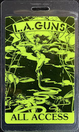 ##MUSICBP0311 - L.A. Guns Laminated OTTO All Access Backstage Pass from the 1989-90 Tour - DayGlo Green