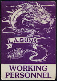 ##MUSICBP0406 - Uncommon L.A. Guns OTTO Cloth Working Personnel Backstage Pass from the 1990 Cocked and Loaded Tour