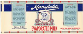 #ZLCA034 - Early Mansfield's Evaporated Milk Can Label