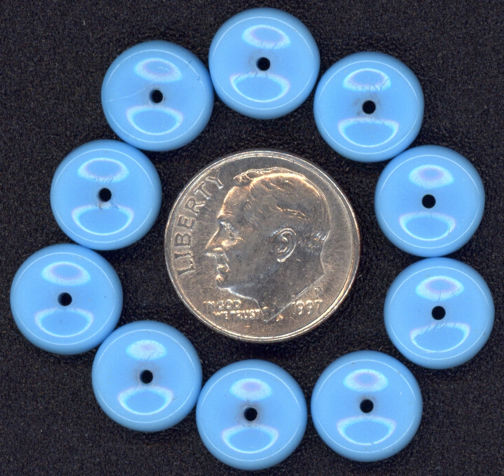 #BEADS0438 - 10mm Light Blue Smartie Shaped Glass Bead - As Low as 8¢ each