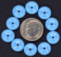 #BEADS0438 - 10mm Light Blue Smartie Shaped Glass Bead - As Low as 8¢ each