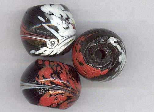 #BEADS0148 - Amazing Huge Glass Swirl Floral Pattern Hand Made Bead