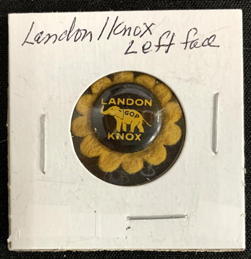 #PL467 - 1936 Landon Knox Sunflower Campaign Pin in Coin Holder