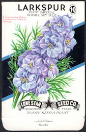 #CE011 - Giant Imperial Double Sky Blue Larkspur Lone Star 10¢ Seed Pack - As Low As 50¢ each