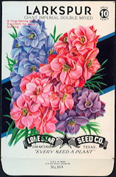 #CE010 - Giant Imperial Double Mixed Larkspur Lone Star 10¢ Seed Pack - As Low As 50¢ each