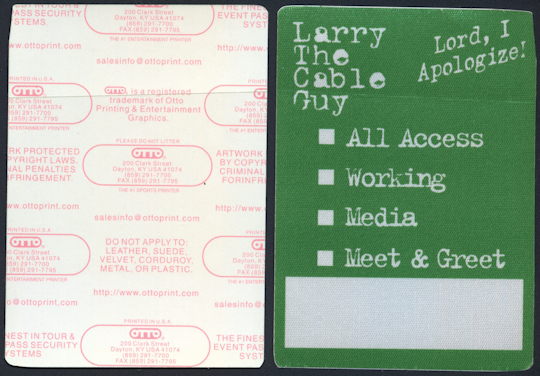 ##MUSICBP1112 - Larry the Cable Guy (Comedian) Otto Backstage Pass - As low as $1 ea