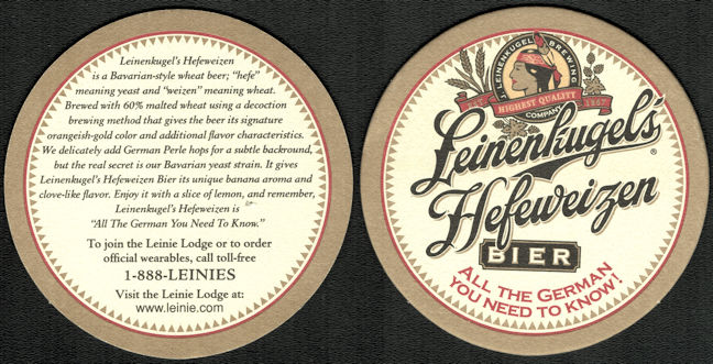 #TMSpirits101 - Leinenkugel's Hefeweizen Bier Coaster - Indian Head Logo