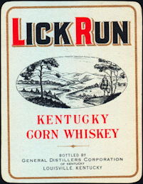 #ZLW143 - Lick Run Kentucky Corn Whiskey Label