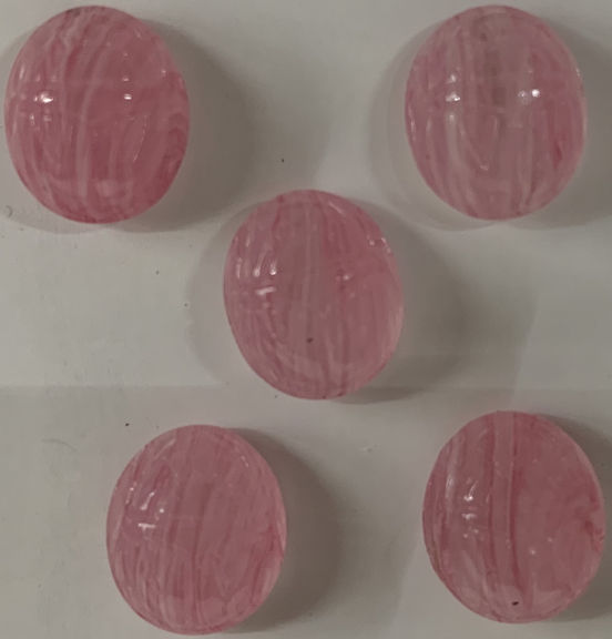 #BEADS0906 - Group of Five 12mm Translucent Rose Colored Glass Scarabs