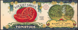 #ZLCA215 - Rare Locust Grove Tomatoes Can Label - Maryland