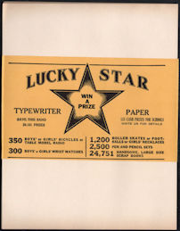 #CS623 - Pack of Lucky Star Typewriter Paper with Prize Offers - 1947 Horizontal Sleeve Version 