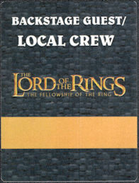 ##MUSICBP1503 -  Rare OTTO Cloth Backstage Pass for the Filming of The Lord of the RIngs - The Fellowship of the RIng