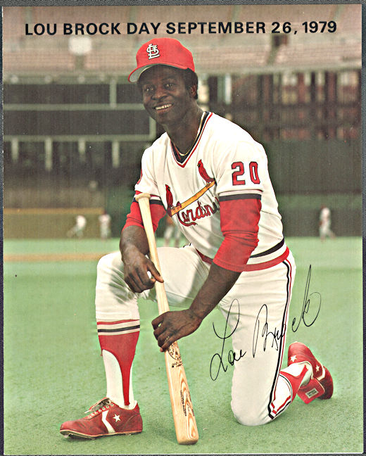 #BHSports026 - Group of 12 Lou Brock Game Day Program Inserts from September 26, 1979