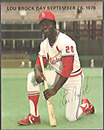 #BHSports026 - Group of 12 Lou Brock Game Day Program Inserts from September 26, 1979