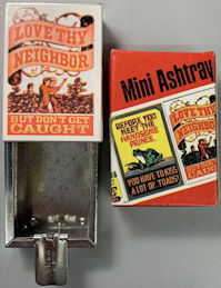 #MSH051 - Group of 2 Mechanical Mini Ash Tray/Hippie Stash Boxes in Original Boxes - Love Thy Neighbor