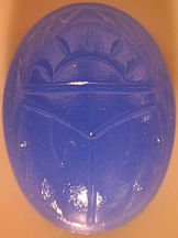 #BEADS0451 - Large 20mm Translucent Calcydon Blue Glass Scarab - As low as 30¢ each