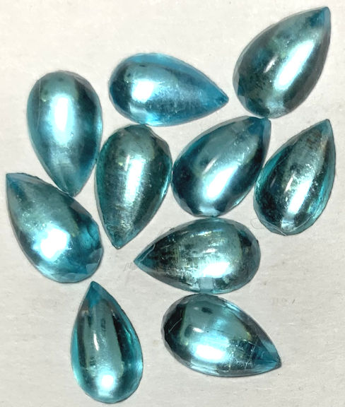 #BEADS1034 - Group of 12 Faceted and Foiled 10mm Teardrop Aquamarine Glass Czech Rhinestones