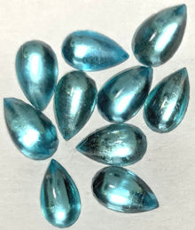 #BEADS1034 - Group of 12 Faceted and Foiled 10mm Teardrop Aquamarine Glass Czech Rhinestones