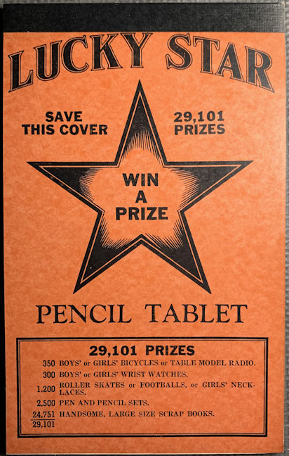 #CS544 - 1950s Lucky Star Pencil Tablet