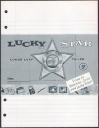 #CS620 - Pack of Lucky Star 5¢ Loose Leaf Filler Paper with Prize Offers - 1960 Version