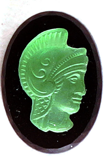 #BEADS0519 - 18mm Luminescent Glass and Plastic Cameo Featuring a Warrior - As low as 75¢ each