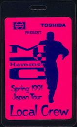 ##MUSICBP0337 - Laminated MC Hammer Local Crew Backstage Pass from the 1991 Japan Tour