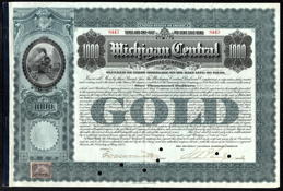 #ZZStock116 - 1902 Michigan Central Railroad Gold Bond Certificate\