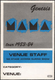 ##MUSICBP0557  - Scarce 1983/84 Genesis Mama Tour Cloth "Venue Staff" OTTO Backstage Pass